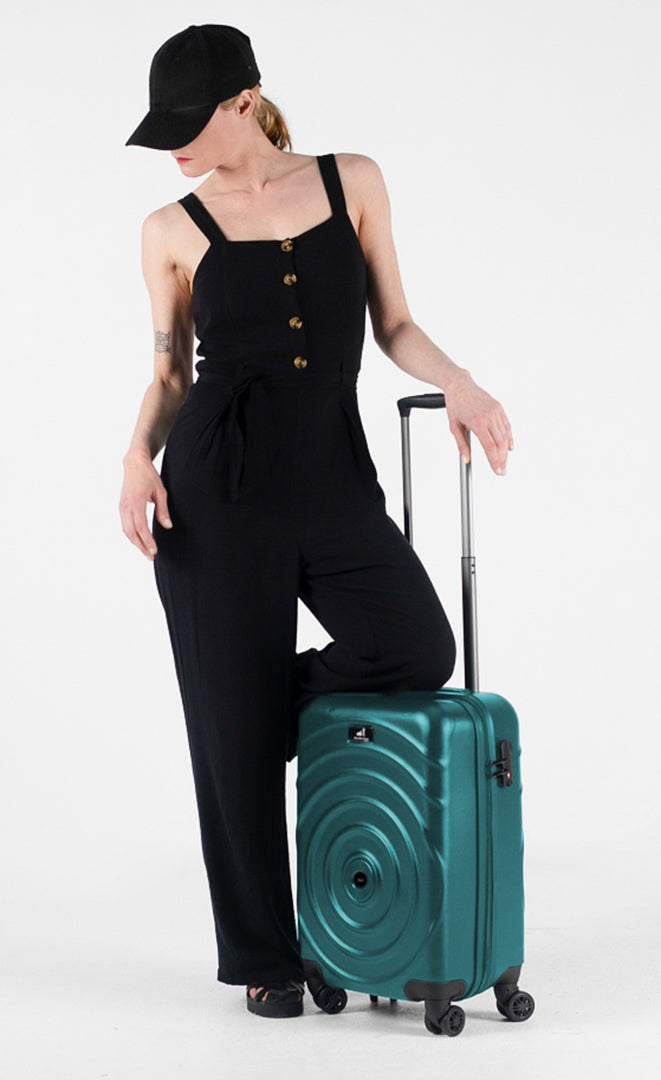 Petite Valise Cabine Vert Pétrole à roulettes 55cm My Little Train